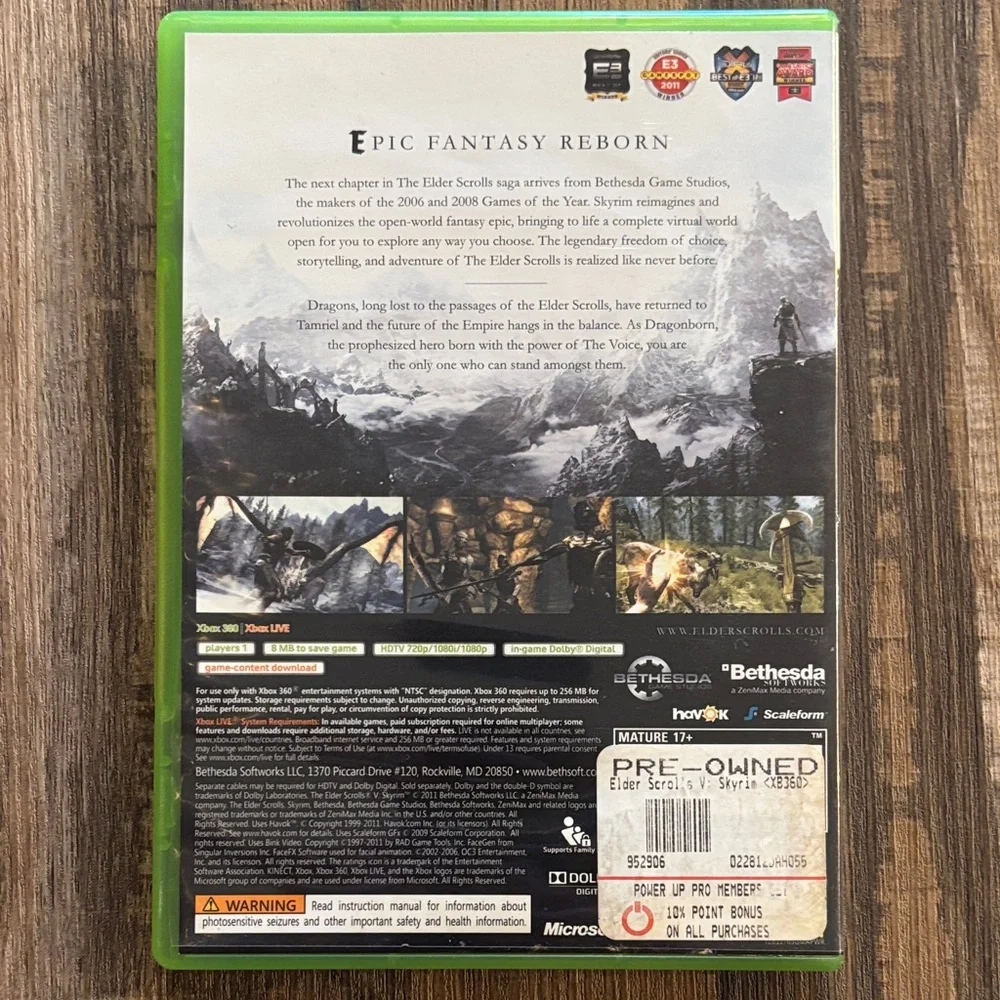 The Elder Scrolls V: Skyrim Video Game for Xbox 360 with Map